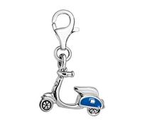 Quiges Blue Enamel 3D Scooter Clip On Charm Pendant Silver Plated Women's Jewellery