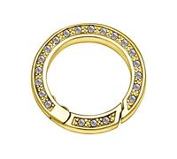 Quiges Clip Ring Carrier Gold 22 mm Stainless Steel Connector with Zirconia Crystals for Necklace and Coin Pendant