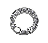 Quiges Clip Ring Carrier Silver 17 mm Stainless Steel Connector with Zirconia Crystals for Necklace and Coin Pendant