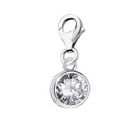 Quiges Crystal Purple Round Cubic Zirconia Clip On Charm Pendant Silver Plated Women's Jewellery