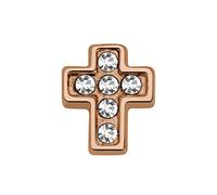 Quiges Floating Living Memory Charm Rose Gold Cross with Cubic Zirconia for Personalised Memory Lockets