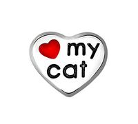 Quiges Floating Living Memory Charm Silver Plated I love my Cat for Personalised Memory Lockets