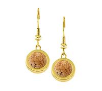 Quiges Gold Stainless Steel 12mm Mini Coin Drop Earring and Sandy Natural Jasper Stone with Fishhook Closure
