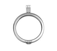 Quiges Silver Plated Stainless Steel Interchangeable Coin Holder Pendant 33mm Large