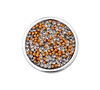 Quiges Silver Stainless Steel Large 33mm Coin Grey and Yellow Crystal Zirconia for Interchangeable Pendant Necklace