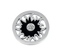 Quiges Silver Stainless Steel Large 33mm Coin Sun with Enamel and Zirconia for Interchangeable Pendant Necklace