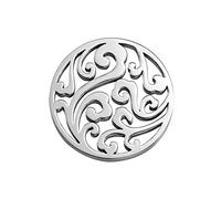 Quiges Silver Stainless Steel Large 33mm Coin Swirl Flower Pattern for Interchangeable Pendant Necklace