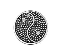 Quiges Silver Stainless Steel Large 33mm Coin Yin and Yang Symbol with Zirconia for Interchangeable Pendant Necklace