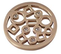 Quiges Silver Stainless Steel Small 25mm Coin Circle and Square Pattern with Pearl and Zirconia for Interchangeable Pendant Necklace