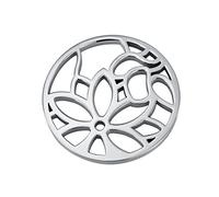 Quiges Silver Stainless Steel Small 25mm Coin Lotus Flower Pattern for Interchangeable Pendant Necklace