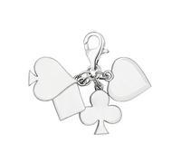 Quiges Silver White Enamel 3D Playing Cards Symbols Heart Diamond Club Spade Lobster Clasp Charm Clip on Pendant
