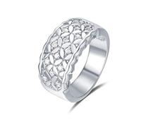 Quiges Women Contemporary Ring made of 925 Sterling Silver with Transparent Zirconia Stones Size N