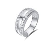 Quiges Women Fashion Ring made of 925 Sterling Silver with Transparent Zirconia Stones Size P
