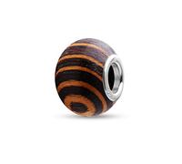 Quiges Wooden Bead Sterling Silver for Women Handmade Brown Black Charm
