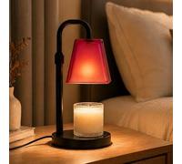 QUIGO Candle Warmer Lamp, Red | Timer, Dimmable, Adjustable Height, Glass Lampshade, Electric Wax Melter