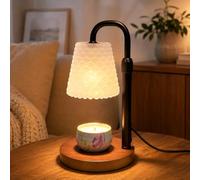 QUIGO Candle Warmer Lamp with Timer, Black & Brown | Electric Wax Melter with Frosted Lampshade, Dimmable & Height Adjustable Scented Warmer for Home, Night Light Desk Decor