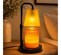QUIGO Candle Warmer Lamp with Timer Dimmable Adjustable Height Glass Lampshade Electric Wax Melter for Scented Candles Warming Gifts for Women Desk Table Night Light Aesthetic Room Decor Lemon Yellow