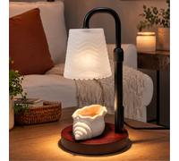 QUIGO Candle Warmer Lamp with Timer Dimmable, Black & Brown | Electric Wax Melter with Frosted Lampshade, Dimmable & Height Adjustable Scented Warmer for Home, Night Light Desk Decor