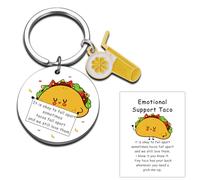 QUIHUD Emotional Support Taco Emotional Support Keychain For Coworker Taco Gifts Support Pickle Appreciation Gift Potato Taco Vegetable Sign, White, S
