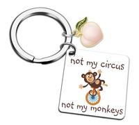 QUIHUD Funny Cowoker gift Useful White Elephant keychain Gag Female Office Cowoker Not My Circus Not My Monkeys keychain Retirement Gift, White, S