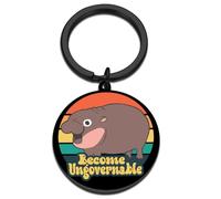 QUIHUD Moo Deng Become Ungovernable Keychain Moo Moo Baby Moo Deng Keychain Funny Hippo Keychain, White, S
