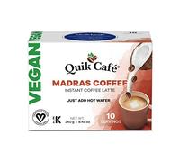 Quik Cafe Vegan Instant Coffee Latte - 10 Count Single Box - Convenient, Easy Dairy Free Alternative - All Natural Non GMO