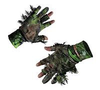 QuikCamo Fingerless Lightweight 3D Leafy Camo Hunting Gloves for Men (Large/XL, Mossy Oak Obsession)