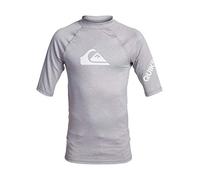 Quiksilver Boys' Short Sleeve Rashguard Surf Shirt with UPF 50+ Sun Protection Rash Guard, Sleet Heather, X-Large