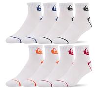 Quiksilver mens 8 pack poly socks, White/Red,wht/Blue,wht/Blk,wht/Orange, 8-12