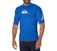 Quiksilver Men's All Time Short Sleeve Rashguard UPF 50 Sun Protection Surf Shirt Rash Guard, Electric Royal, XS