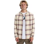 Quiksilver Mens DNA Flannel Shirt Long Sleeve Button Up - Fog DNA Flannel - L