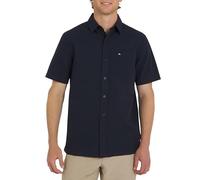 Quiksilver Men's Premium Cotton Short Sleeve Button Down Seersucker Shirt, Eclipse, Medium