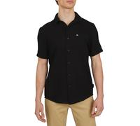 Quiksilver Men's Premium Cotton Short Sleeve Button Up Waffle Woven Shirt, Black, Medium