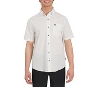 Quiksilver Men's Premium Cotton Woven Short Sleeve Button Up Casual Shirt, Off-White, Large