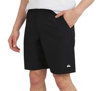 Quiksilver Mens Regular Fit Fixed Waist Water Friendly Active Hybrid Shorts, Solid Design - Black, 32