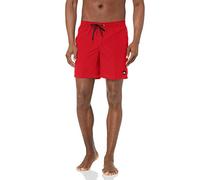 Quiksilver Men's Solid Elastic Waist Volley Boardshort Swim Trunk Bathing Suit Board Shorts, High Risk Red, Medium