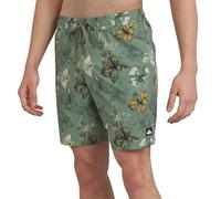 Quiksilver Men's Swimwear Regular Fit Stretchable Comfort Liner Swim Trunks, Floral Design-Sage, Medium