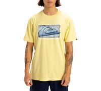 QUIKSILVER MENS T SHIRT.RETRO FADE LOGO YELLOW COTTON SHORT SLEEVED TOP TEE S25