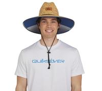 Quiksilver Men's Wide Brim Outdoor Lifeguard Straw Sun Hat, Monaco Blue, S-M