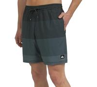 Quiksilver Swimwear Regular Fit Stretchable Comfort Liner Men's Swimming Trunks, Striped Design, Black, Large