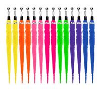 Quilax 14 PCS Cat Worm Toy, Cat Teaser Wand Replacement, Worm On a String with Bell and Eyes, Interactive Cats Toys for Play and Chase Exercise with Kitten (Multi Colored)