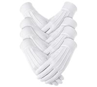 Quilax 4 Pairs White Gloves, White Uniform Gloves, 3 Seams Glove with Snap Cuff, for Clown Costume, Honor Guard, Police Server, Funeral Glove