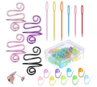 Quilax 60 Pcs Crochet Stitch Markers with 4 Pcs Adjustable Crochet Tension Ring and 6 Crochets Hooks for Women Mom Crocheters, Colorful Crochets Accessories DIY Craft Knitting Crocheting Supplies