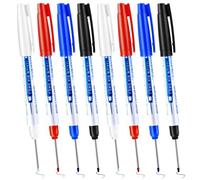 Quilax 8Pcs Deep Reach Markers, 34mm Extra Long Pen Marker, Long Nib Marker Pen for Woodworking, Welding and Construction(4Colors)