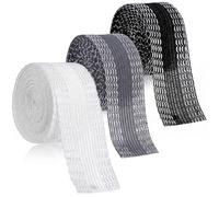 Quilax Hemming Tape for Pants 3 Rolls No Sew Iron-On Washable Instant Hem Tape, Black Gray White 3.3 Yards Each, Polyester Fabric Pant Shortening Trousers Edge Strips
