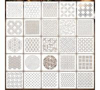 Quilax Pack of 25 Sashiko Stencils, 12 x 12 cm Sashiko Starter Set, Plastic Sashiko Stencil Set, for Hand Quilting and Sewing, Geometric Patterns