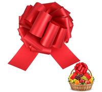 Quilax Red Big Pull Bow for Gift Wrapping | 12 Inch Fine Glitter Ribbon Bow for Presents, Bike, Wreath, Holiday, Anniversary, Wedding, Party & Home Decor