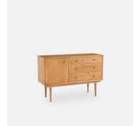 Quilda Vintage 1-Door, 3-Drawer Oak Sideboard Oak