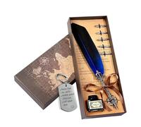 Quill and Ink Set | Quick Drying with Replacement Nibs as Key Ring | Fountain Pen Ink Writing Set for Diary Writing Signatures Exercise Beginners Birthday Christmas