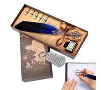Quill Pen - Quick Drying With Keychain Replacement Nibs | Retro Writing Pens Fountain Ink Set | Journaling Signatures Practice Beginners Birthday Christmas Home Office School
